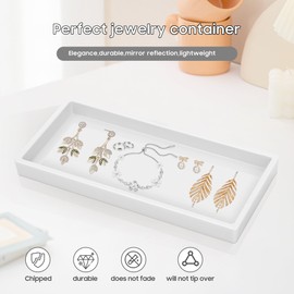 Mriluvy Vanity and Bathroom Tray, 11.8" ABS Countertop Organizer,Waterproof Vanity Tray for Toilet Tank,Perfume,Soap,Keys,Bathroom Accessories,Kitchen and Bath Trays,Non Slip Small Trays,White