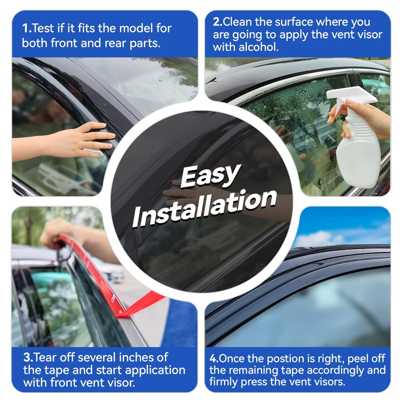 Window Visors Rain Guards Shield for Ford Transit 2014-2025, Out-Channel