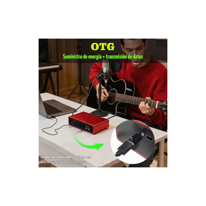 Interfaz de audio USB para grabación de música en computadora