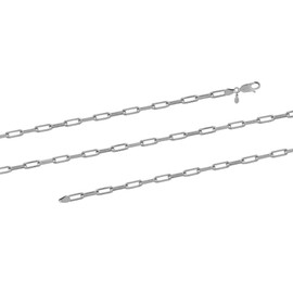LeCalla Rhodium Plated 925 Sterling Silver Italian 3 MM PaperClip Chain Necklace for Teen and Women 16 Inches