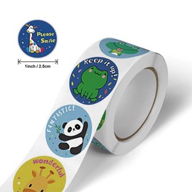 1500PCS Animal Stickers for Kids Classroom,1 Inch 24 Styles Cute Round Teacher Reward Motivational Stickers School Supplies for Teachers Elementary Positive Encouragement Stickers (Animal2)