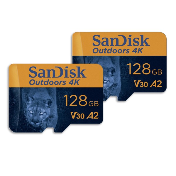 SanDisk 128GB 2-Pack Outdoors 4K microSDXC UHS-I Memory Card (2x128GB)