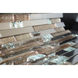 Shiny Stainless + White Diamond Glass + Galaxy Glass Mosaic Tile for Kitchen Backsplash and Bathroom Walls