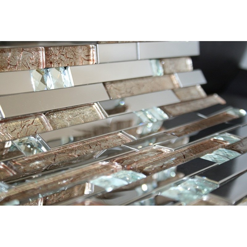Shiny Stainless + White Diamond Glass + Galaxy Glass Mosaic