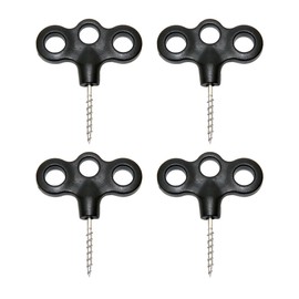 4pcs Duty Tent Pegs, Screw in Tent Pegs, 3 Hole Plastic and Metal Ground Pegs for Camping Tent, Garden, Membrane, Fishing Bivvy, Durable Camping and Ground Anchors(Black)