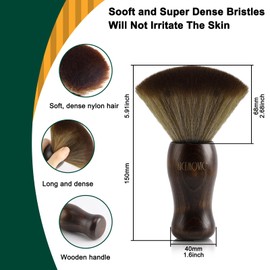 NICEMOVIC 3 IN 1 Barber Neck Duster Brush Set, Professional Barber Accessories Cleaning Supplies, Duster Nylon Brush Hair Cutting Styling Brush Tool (Brown&Brown)