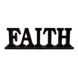 Kilipes Wood Faith Sign Tabletop Faith Letters Sign Freestanding Wooden Cutout Word Decor Decorative Mantel Signs for Home Decor (Black(Faith))
