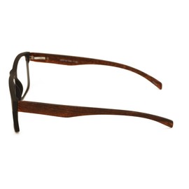 V.W.E. Men Rectangular Progressive Reading Glasses - No Line Clear on Top Bifocal Reader - Wood Grain Printed Temple (Black, 2.25, x)