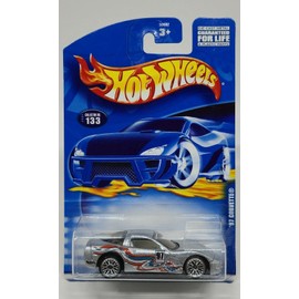 Hot Wheels '97 Corvette (Silver with Ribbons and Stars Along the Side), Collector Number 133