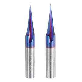 uxcell 2 Pcs 15 Degree V Groove Engraving Router Bits for CNC Tip and 3 Flutes 1/4 Inch Shank Carving Bit Nano Coated Carbide End Mill for Carving Engraving