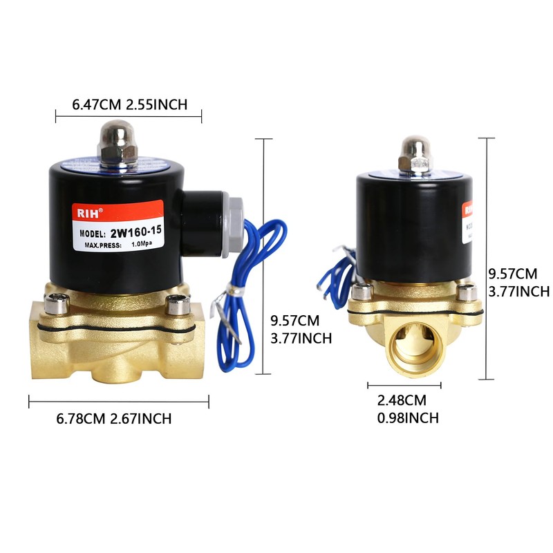 RIH 1/2" AC110V Solenoid Valve Brass 2/2 Way High Coil