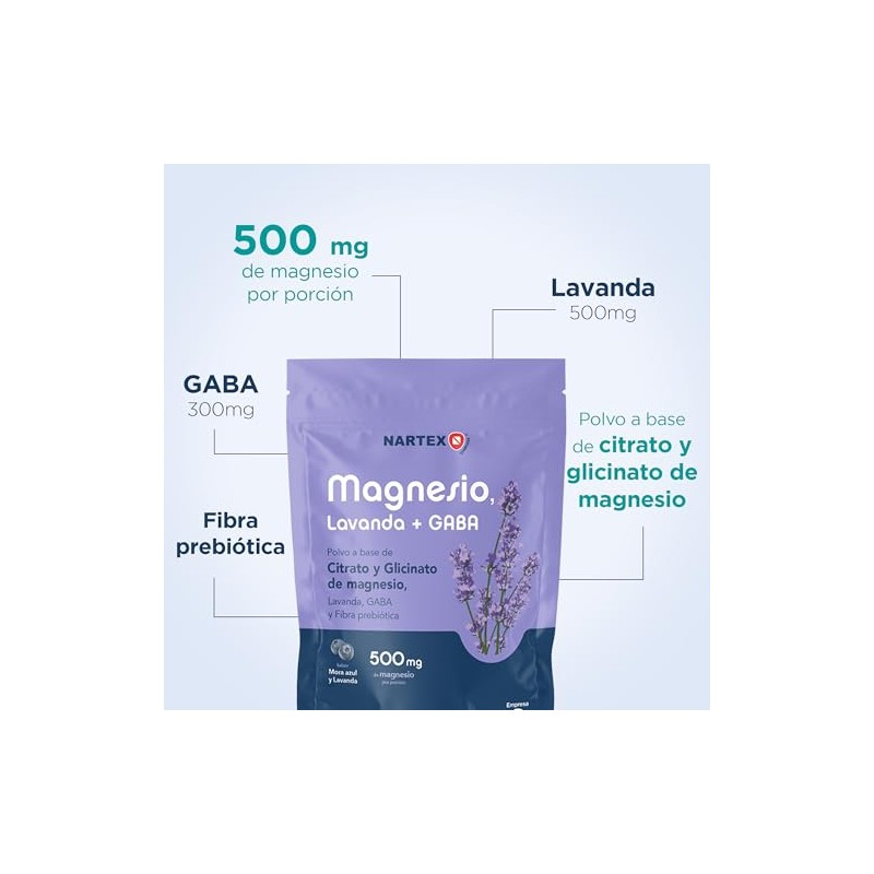 Citrato Magnesio Polvo GABA Lavanda Mora Azul Pack 2x150g