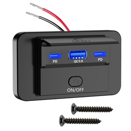 Linkstyle RV USB Outlet, QC3.0 USB A & Dual USB C Ports Charging Socket Panel with ON/Off Button for 12V/24V Car Marine Boat