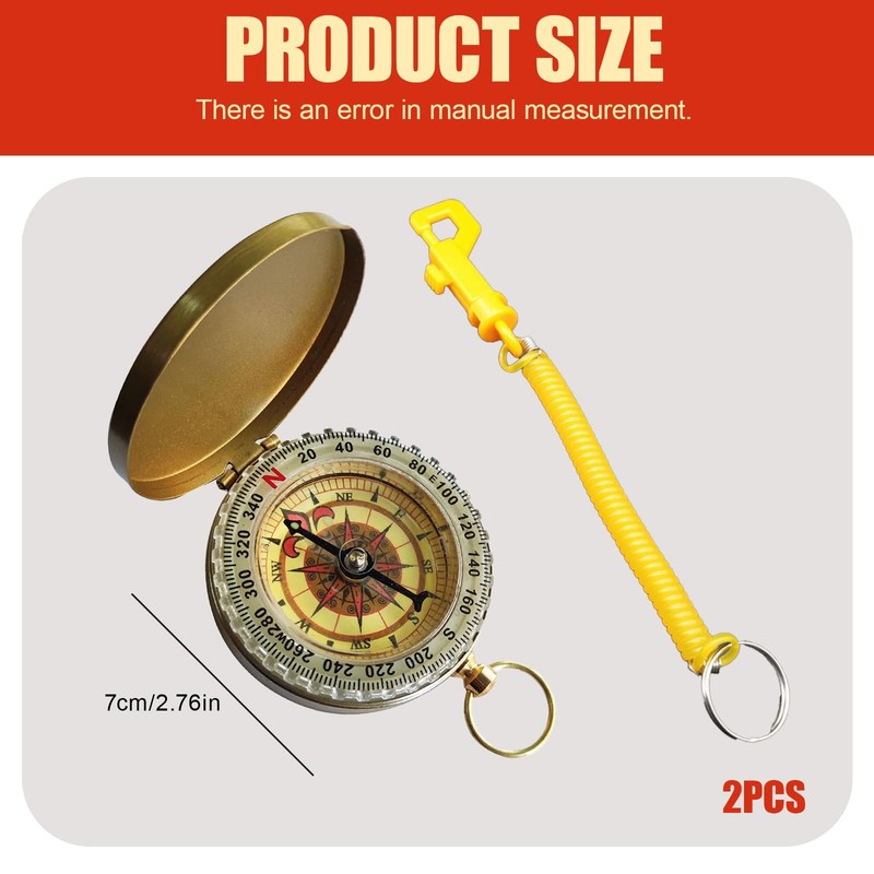 Professional Outdoor Compass Set - 2-Pack Durable Hiking Compass with