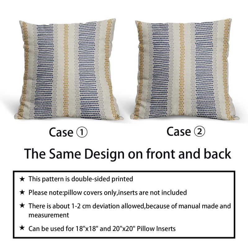 Aytipun Blue Yellow Pillow Covers 20x20 Set of 2 Gray