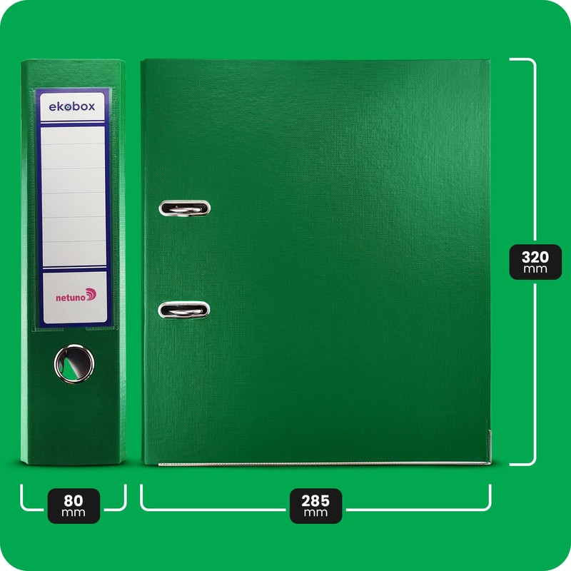 Netuno 1 x Ekobox Lever Arch Files, Green, DIN A4,