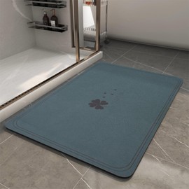 Diatomaceous earth bath mat Non Slip Super Absorbent Quick Dry Thin Bathroom Rugs Fit Under Door, Stain Resistant Bathroom Floor Mats-Shower Rug for in Front of Bathtub Shower, Green, 15.7"*23.6"