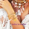 Jovono Boho Pearl Layered Bracelet Chains Heart Pendant Bracelet Sets