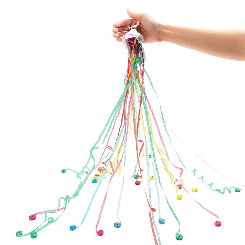 10 Pack Colorful Throw Streamers, No-Mess Confetti Paper Shakers Poppers