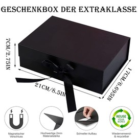 GAROMIA Gift Box with Lid Black Gift Boxes with Lid 21 x 17 x 7 cm Gift Box Birthday Gift Box Black Gift Packaging Birthday for Gifts Wedding Christmas