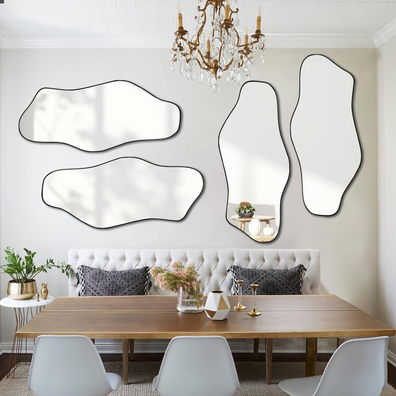 DAOYIJIAJU Irregular Wall Mirror, Asymmetrical Mirrors, 40"x17.7" Modern Bathroom Mirror