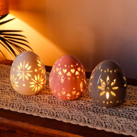 JHY DESIGN Set of 3 Ceramic Mood Light with LED Light Egg