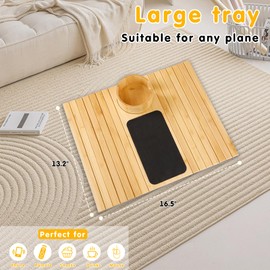 Bamboo Sofa Cup Holder with 360° Rotation and Magnet,Non-Slip Couch Drink Tray,Safe and Portable Armrest Table for Family,Holds Remote/Snacks/Cellphone/Drinks/Mouse