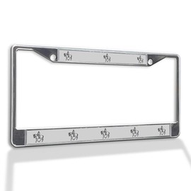 Fastasticdeals Metal Insert License Plate Frame Equestrian Outline Weatherproof Car Accessories Chrome 2 Holes Solid Insert