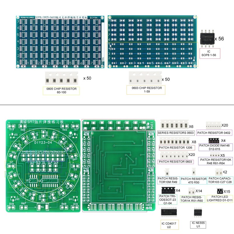 Yidab SMD Soldering Practice Kit,Solder Skill Training Learning Project SMT