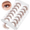 Brown False Eyelashes, Heasy 7 Pairs Natural Look Curl Brown