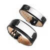 aplusashop ID Leather Partner Bracelets with Stainless Steel Plate with