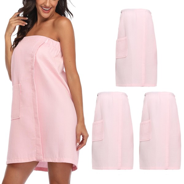 3 Pcs Towel Wrap for Women Lightweight Waffle Spa Bathrobe
