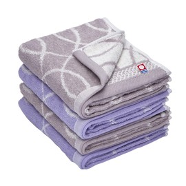 Imabari Face Towels, Cotton, Embossed Pattern, 13"×29.5" (33cm×75cm), Set of 4, Gray + Blue [Quick-Dry, Instant Absorption, Imabari Towel Set, Gift, Home Use]