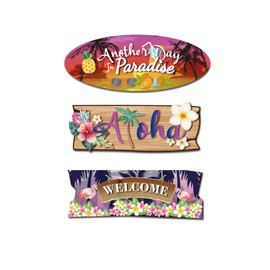 SUPERDANT Welcome Board Wooden Sign Welcome Hanging Sign Welcome Board Wall Hanging Another Day in Paradise Sign Board Summer Beach Plaque Aloha Bar Pub Garden Hawaiian Style Decorative Wall Sign