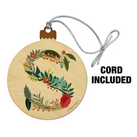 GRAPHICS & MORE Letter S Floral Monogram Initial Wood Christmas Tree Holiday Ornament