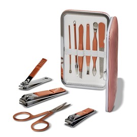 Blossom 10 in 1 Professional Manicure, Pedicure + Facial Tools Grooming Kit, Stainless Steel Nailcare Nail Clipper Kit with Nail Care Tools, Travel Case and Gift Ready Box