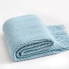 HommxJF Light Blue Knitted Decorative Ball Throw Blankets for Couch,