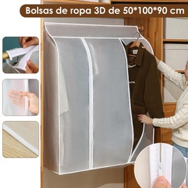 HomeChi Protector de Ropa Colgante, Bolsas de almacenamiento en el armario impermeable a prueba de polvo translúcida con cremallera completa y cinta y correa mágicas para vestidos, abrigos, chaqueta