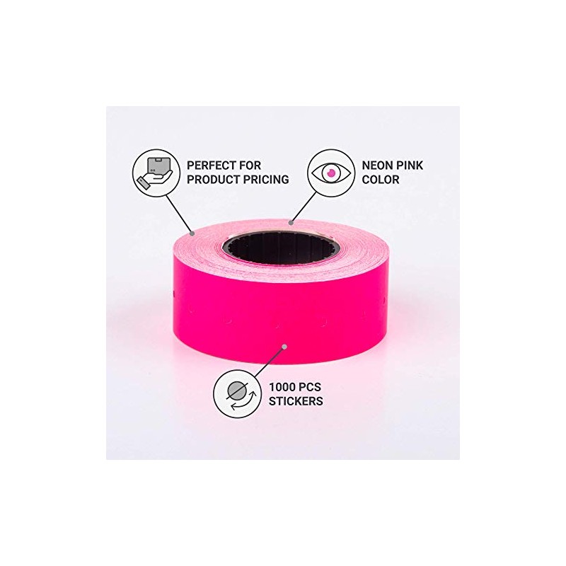 (6 Rollen) Pink 21 x 12 mm farbiger Papieraufkleber Preis
