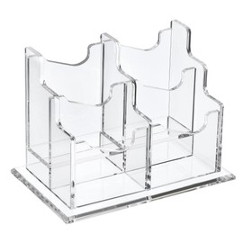PATIKIL Business Card Holder, Acrylic Vertical 4 Slots Desktop Name Cards Display Stand for Office Desk, Clear