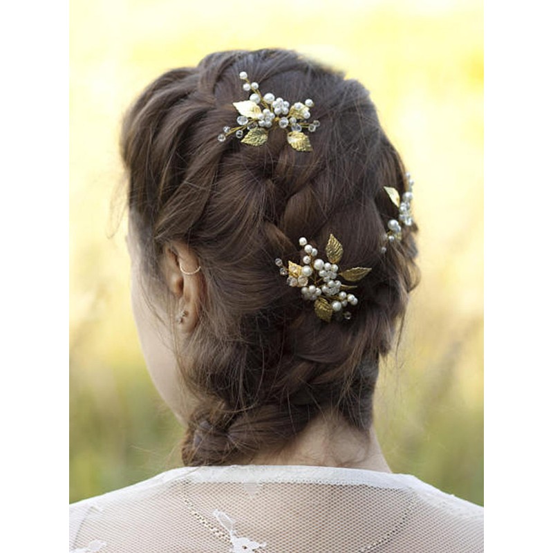 FXmimior Bridal Headpiece Vintage Crystal Leaf Hair Pins Bobby Pins