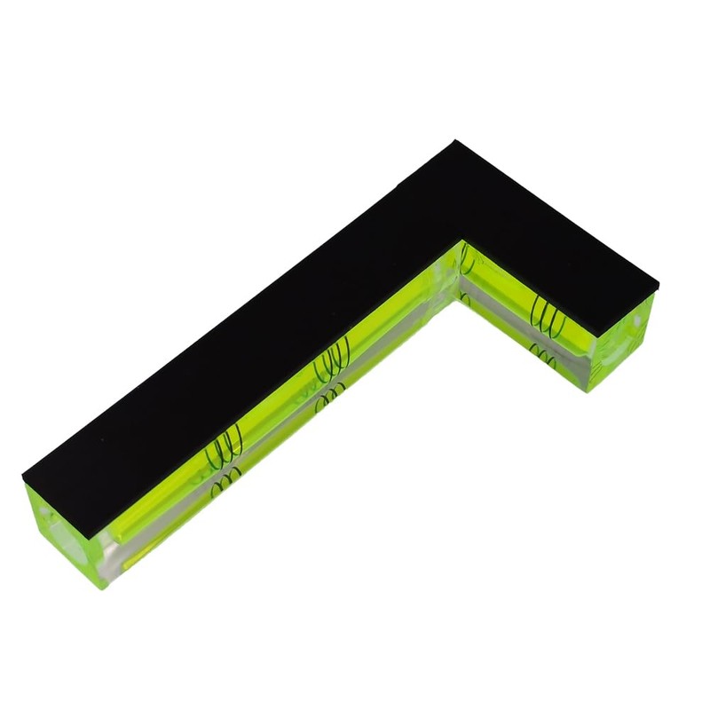 L-Shaped Spirit Level, High Visibility Green Acrylic Construction, Multi-Vial Angle