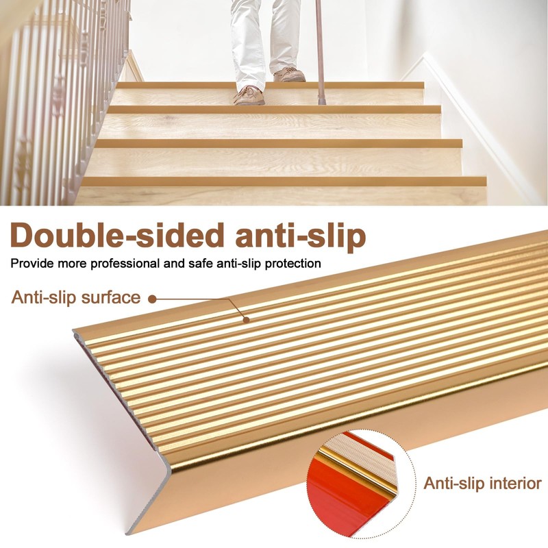 36" Metal Stair Nosing, 2-Pack Self Adhesive Aluminum Stair Edge