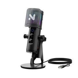 NearStream Professionelles USB-Kondensatormikrofon wird verwendet, um hochwertige Audio aufzunehmen, Gaming-Mikrofon mit Geräuschunterdrückung, RGB-LED, Stummschaltung, Verstärkung, Popfilter, AM35U