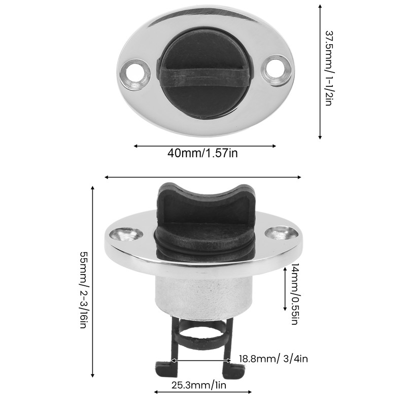2pcs 316 Stainless Steel Marine Drain Plug Oval Garboard Transom