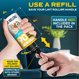 Polardo Lint Rollers 900 Sticky Sheets, 10 Spare Rollers,10 Pack of Refills Only. Pet Hair Remover for Clothes, Furniture, Couch, Carpet, Dog Hair Remover, Cat Hair Remover, Animal Fur, Fuzz