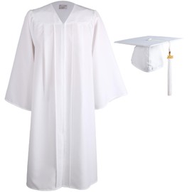 OSBO GradSeason Matte Graduation Gown Cap Tassel Set 2025 for High School and Bachelor, White, 54