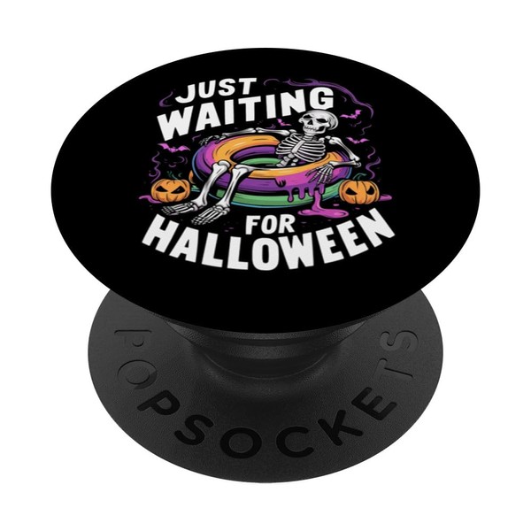 Fun Floatie Skeleton Just Waiting for Halloween Kids PopSockets with