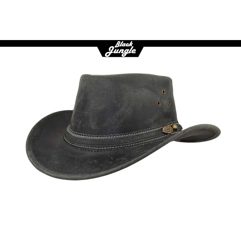 Black Jungle Dayton Leather Western Hat Australia Cowboy Hat, black