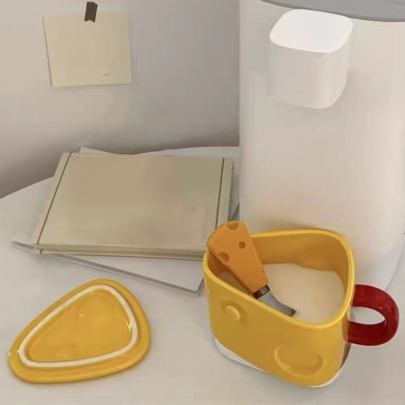 Ceramic Mug Cute Cheese Shape Fashionable Multifunctional Tea Cup with